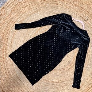 H&M Black Velvet Dress with Silver Dots